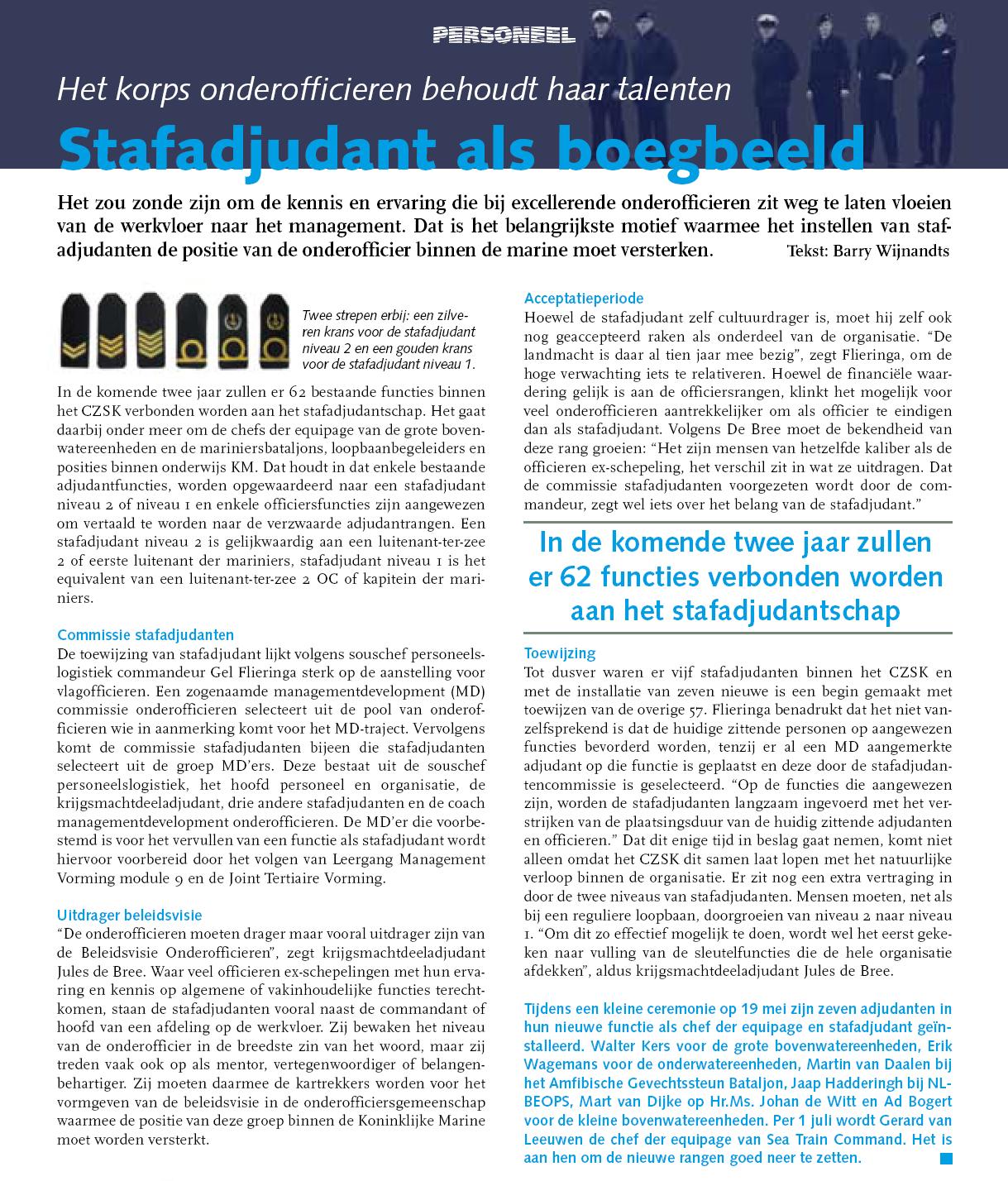 invoering stafadjudanten KM
